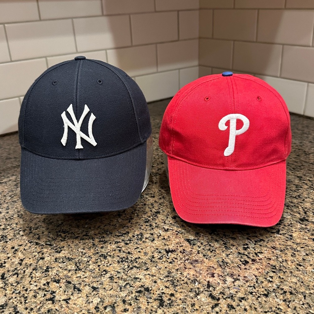 New York Yankees '47 Brand Hat and Phillies TEI Hat Red (2 hats)